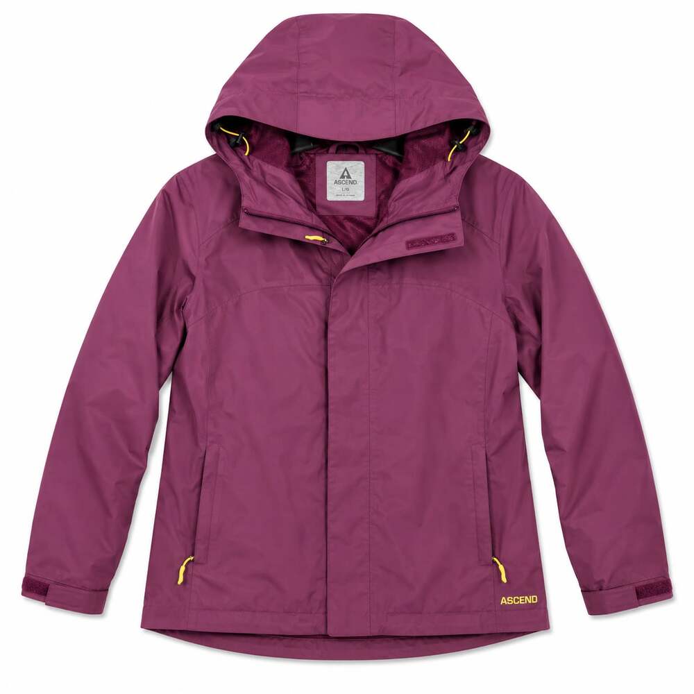Ascend Women's Hooded Waterproof Rain Jacket in Purple